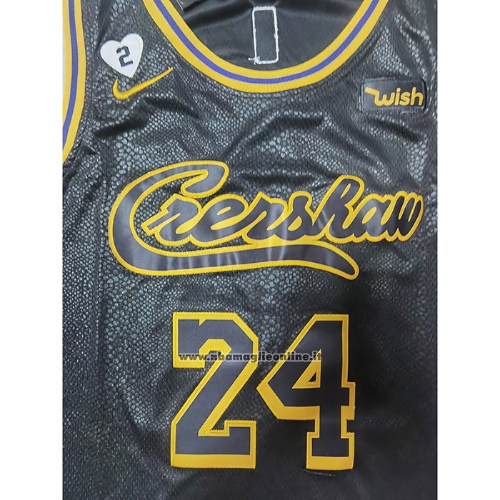 Maglia Los Angeles Lakers Kobe Bryant #24 Crenshaw Black Mamba Nero